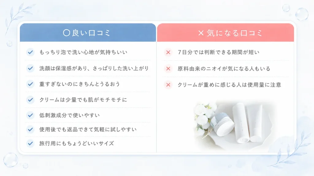 『オルビスユードット』トライアルセットを使った人の《良い口コミ・気になる口コミ》を65件まとめ